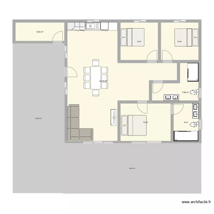 Maison 3. Plan de 7  et 98 m²