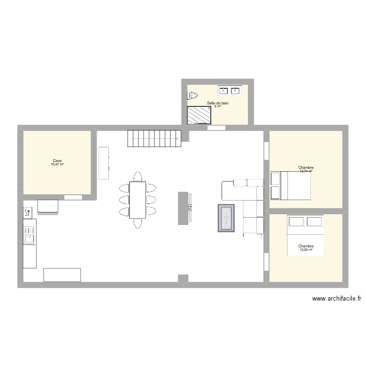 Maison. Plan de 4 pièces et 42 m2