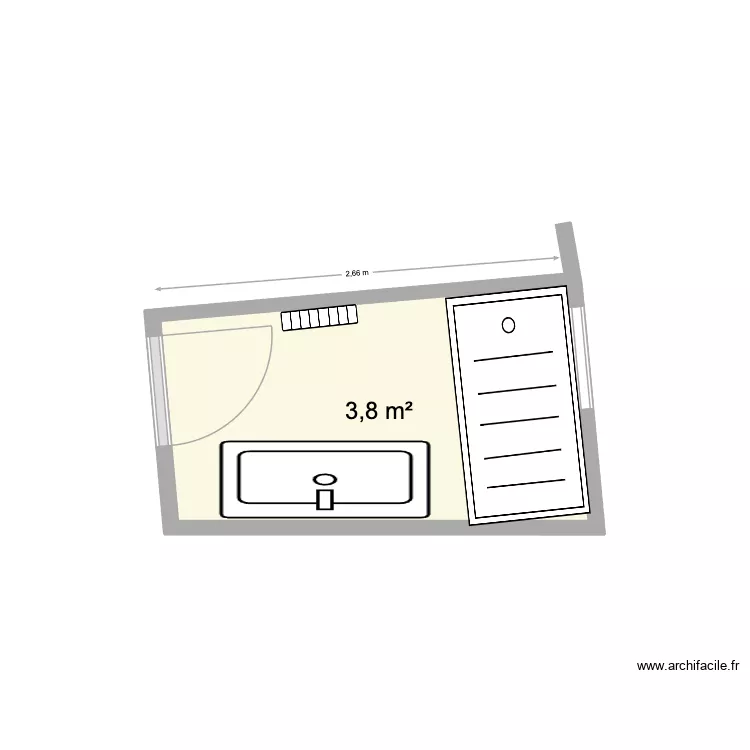 sdb LEDENT v2. Plan de 1 pièce et 4 m²