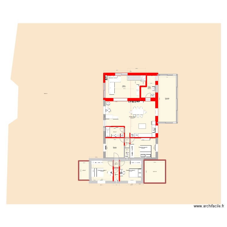 plan base extension 4 bis. Plan de 15 pièces et 168 m2