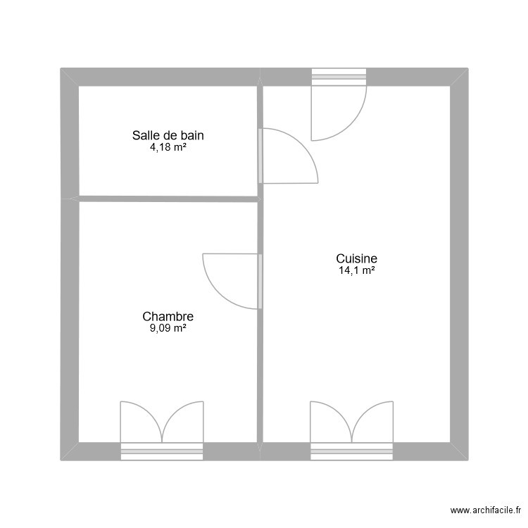 gerbepal. Plan de 3 pièces et 27 m2