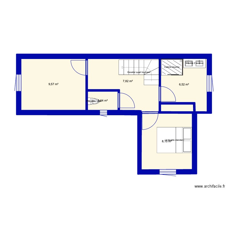 Extension. Plan de 5 pièces et 35 m2