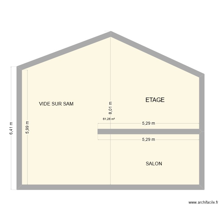 PLAN DE COUPE. Plan de 1 pièce et 61 m2