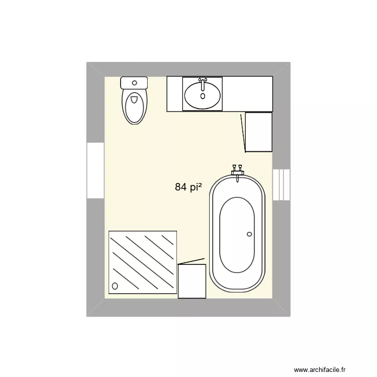 SDB. Plan de 1  et 8 m²