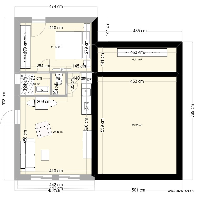 Alba pour revente rdj 2. Plan de 6 pièces et 67 m2