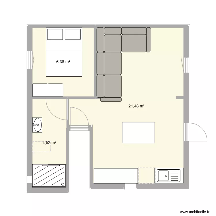traverse sery. Plan de 3  et 32 m²