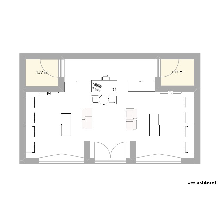bijouterie. Plan de 2 pièces et 4 m2