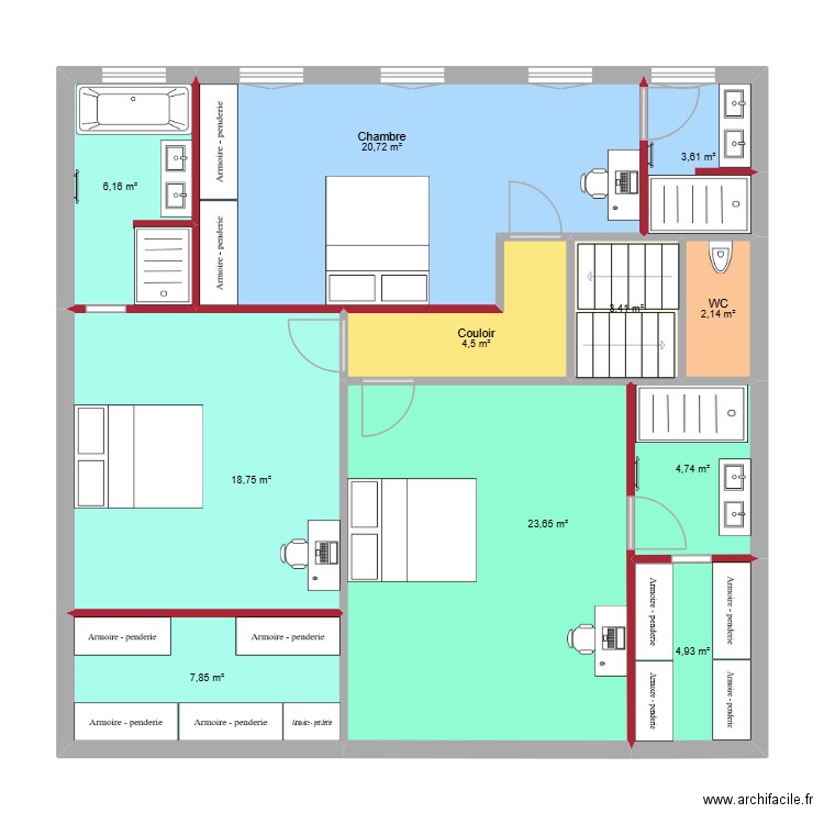 CDS - PRO - R+2. Plan de 11 pièces et 100 m2