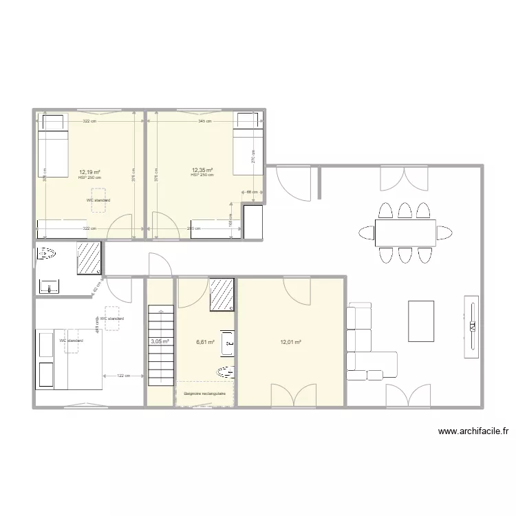 maison. Plan de 5  et 46 m²
