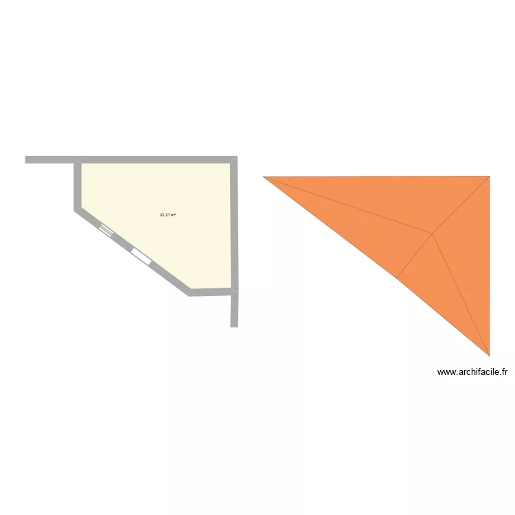 CHOUCHOU. Plan de 1 Pièce et 22 m²