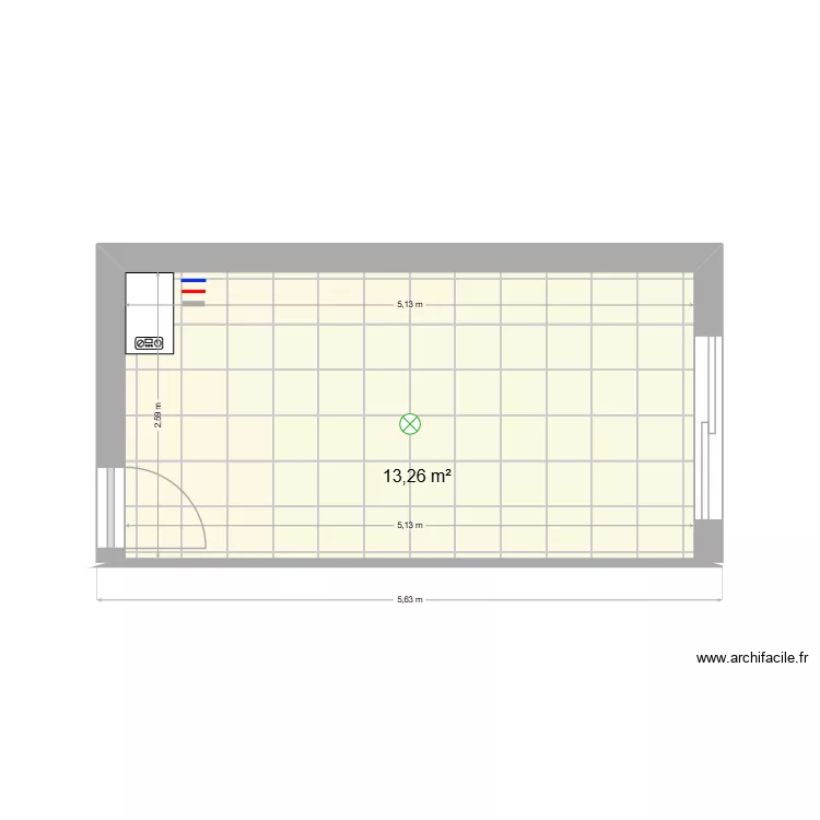 JARRY. Plan de 1 Pièce et 13 m²