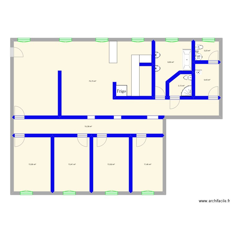 Appartement Reims Guena. Plan de 10 pièces et 165 m2