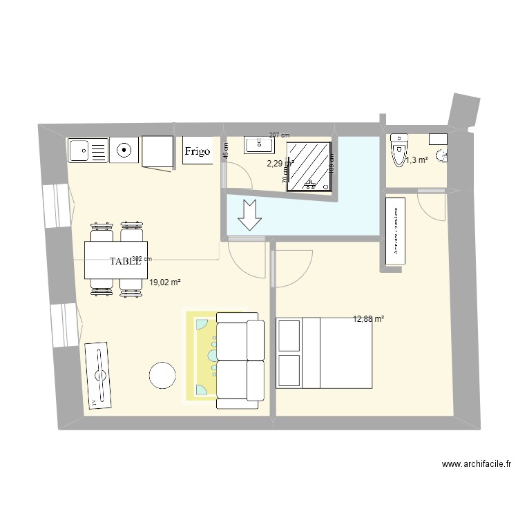 isoard après. Plan de 5 pièces et 39 m2