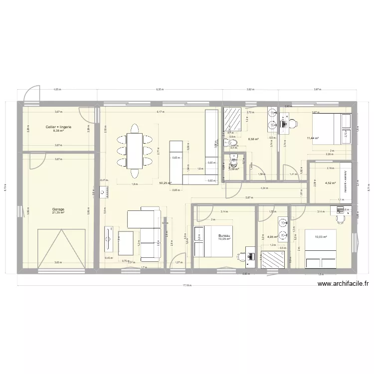 MAISON PLAIN PIED 130 M2 RECTANGLE 3 CHAMBRES. Plan de MAISON PLAIN PIED 130 M2 RECTANGLE 3 CHAMBRES. Plan de