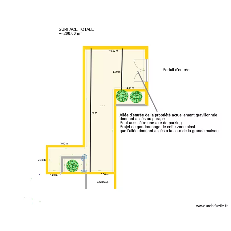 SURFACE GOUDRONNAGE ALLEE DE GARAGE. Plan de 