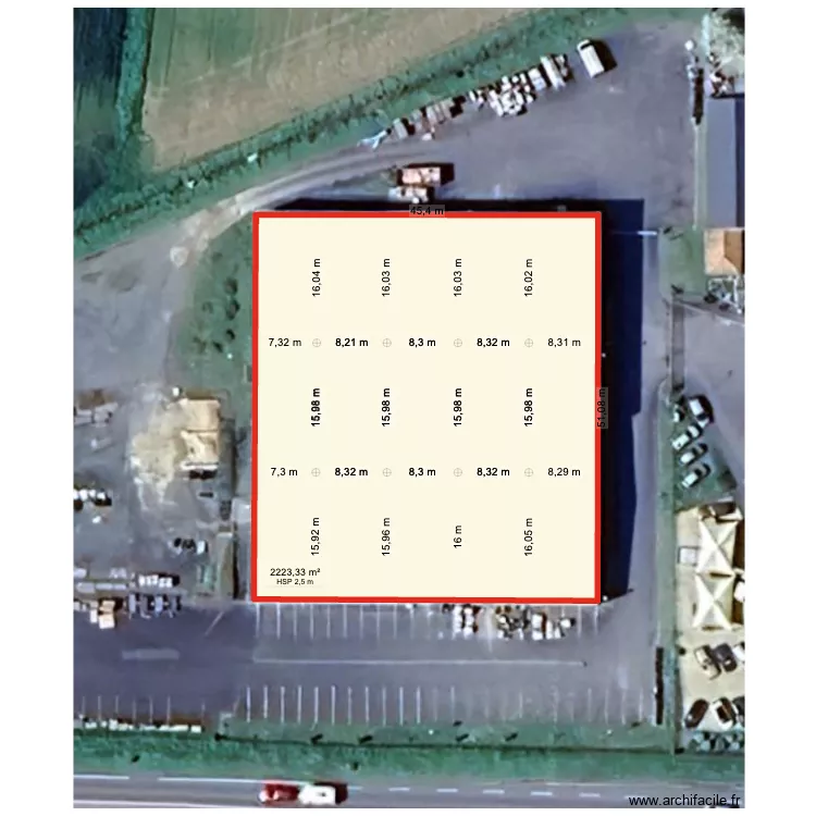 orme. Plan de 1  et 2223 m²