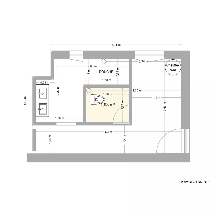 ENTREE DU 6 V2. Plan de 1  et 2 m²