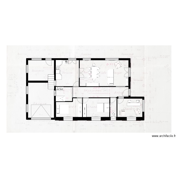 Maison Orthez. Plan de 5 pièces et 119 m2