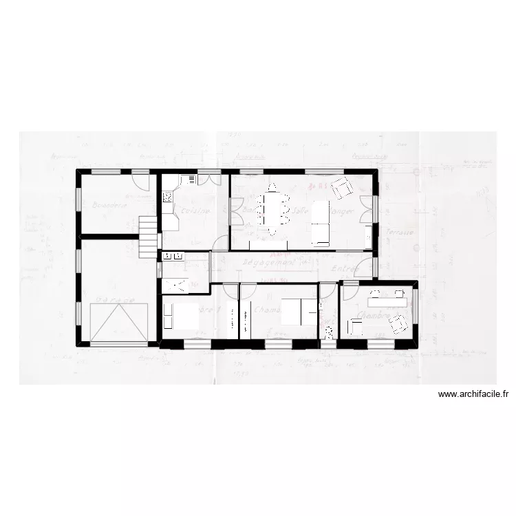 Maison Orthez. Plan de 