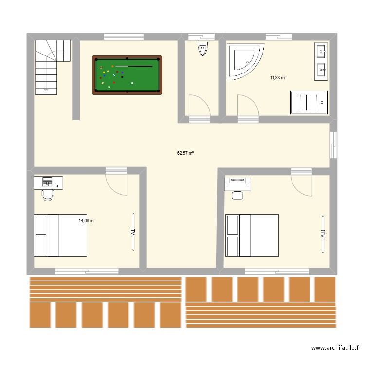MAISON VAR ETAGE. Plan de 3 pièces et 88 m2