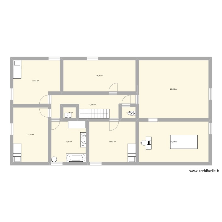 etage 1. Plan de 10 pièces et 134 m2