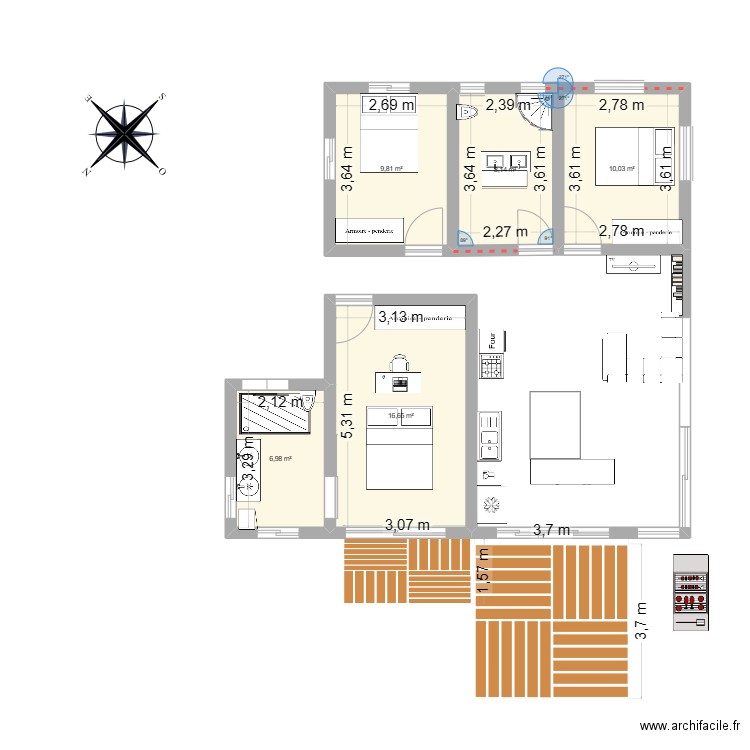 MAISON Ingrid. Plan de 5 pièces et 52 m2
