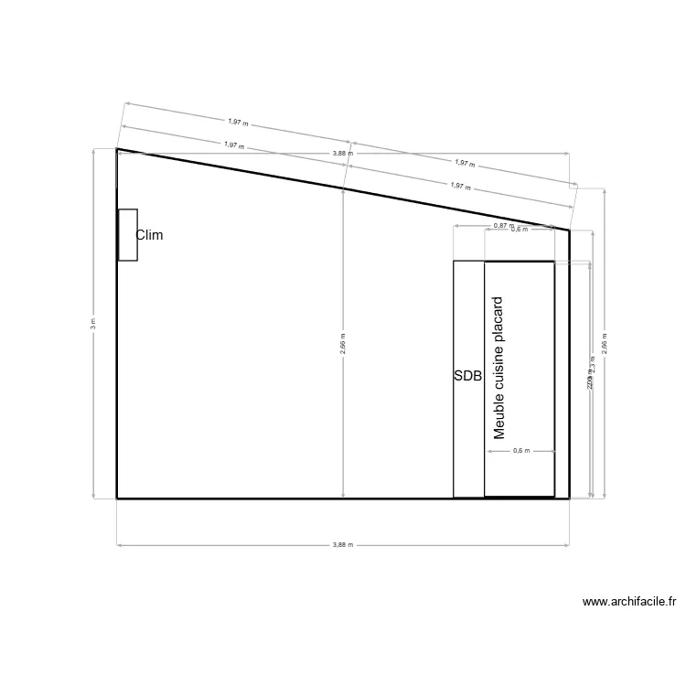 coupe. Plan de 