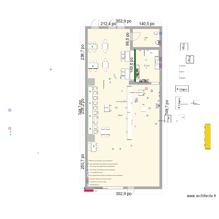Drummond. Plan de 3 pièces et 154 m2