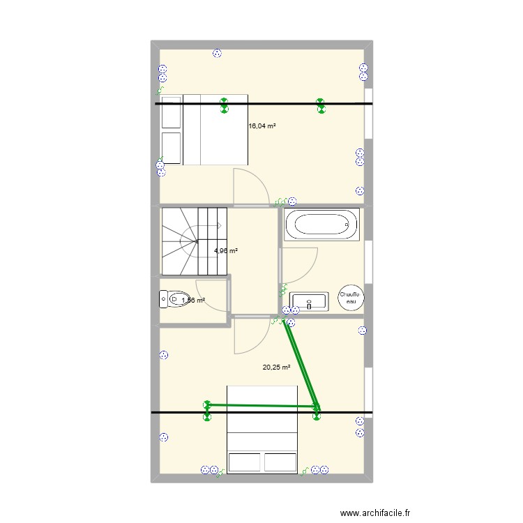 PROJET VANDECANDELAERE. Plan de 4 pièces et 43 m2