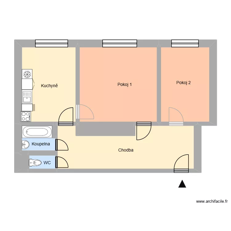 17.listopadu 595 byt 14. Plan de 9 Pièces et 63 m²