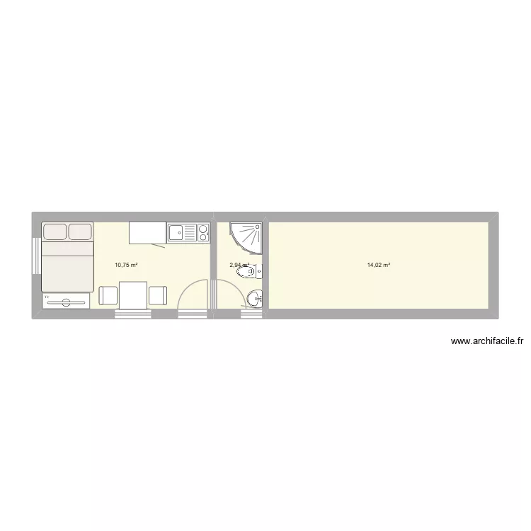 STUDIO CONTAINER. Plan de 3  et 28 m²