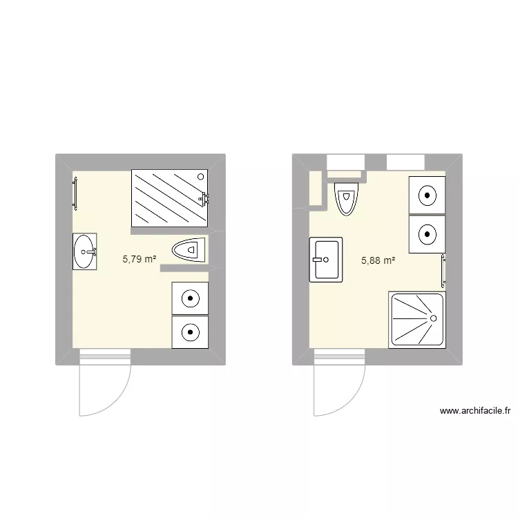 oberoffen. Plan de 2  et 12 m²