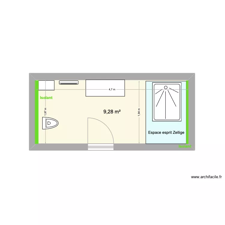 salle de bains cabanon. Plan de 
