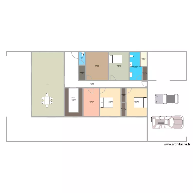 hangar ecuries. Plan de 16  et 171 m²