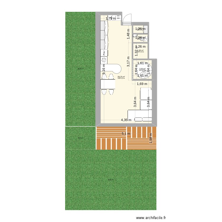 le_parc_cuisine_ouverte. Plan de 5 pièces et 36 m2