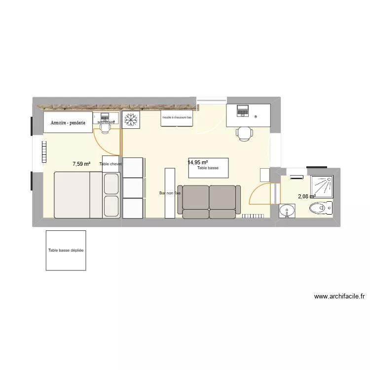 rdc lolo2. Plan de 3 Pièces et 25 m² rdc lolo2. Plan de 3 Pièces et 25 m²