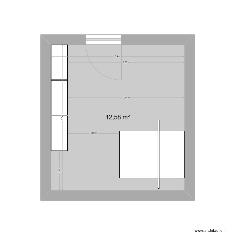 hedgehog. Plan de 1 pièce et 13 m2