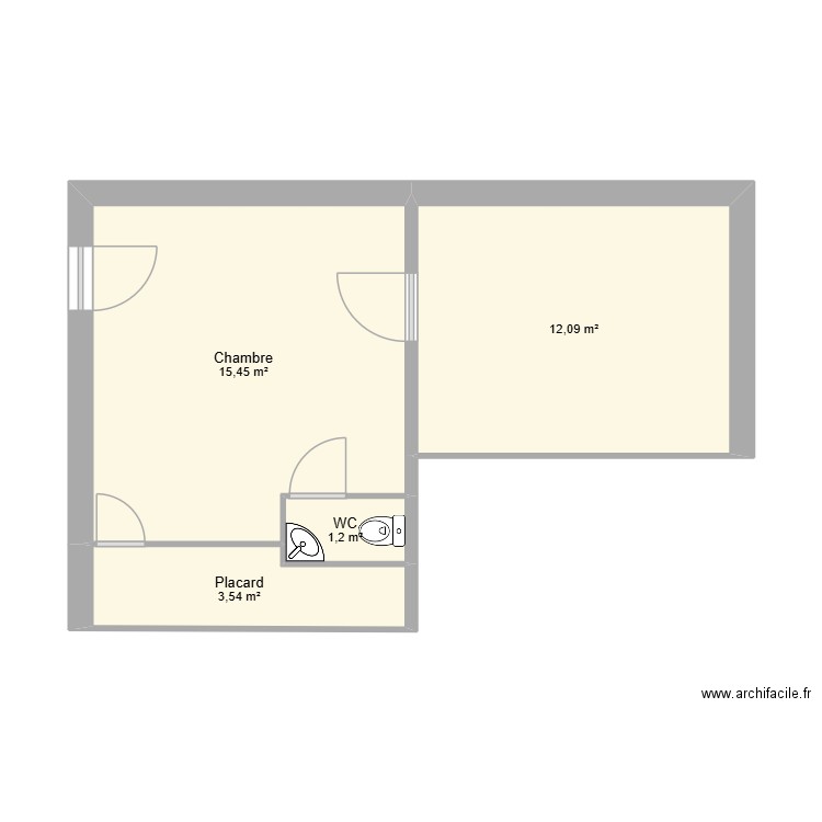 chambre nouv maison. Plan de 4 pièces et 32 m2