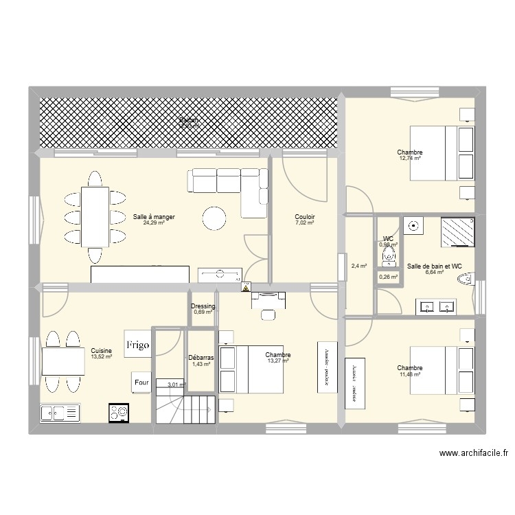 valence1eta. Plan de 14 pièces et 111 m2