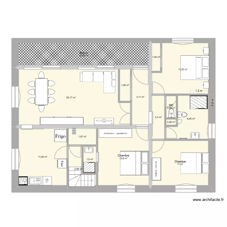 valence1eta. Plan de 16 pièces et 108 m²