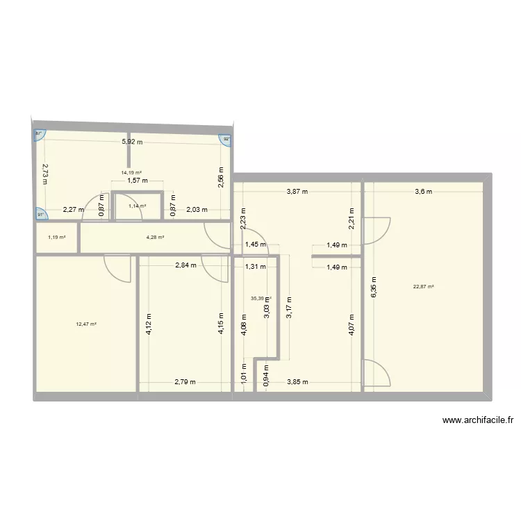 JelassiThil. Plan de 7  et 92 m²