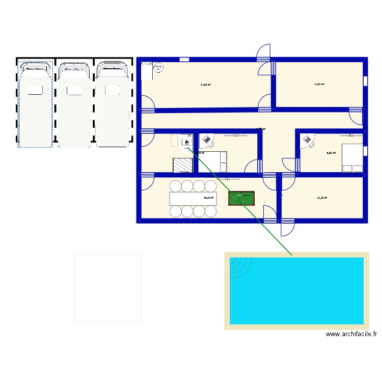 essaie. Plan de 7 pièces et 112 m2