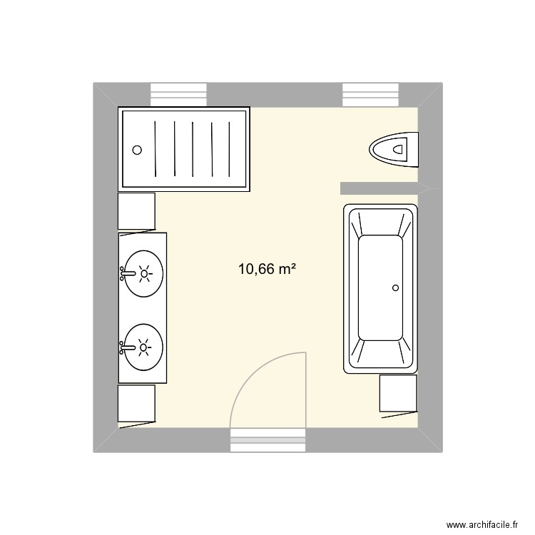 Salle de Bain. Plan de 1 pièce et 11 m2