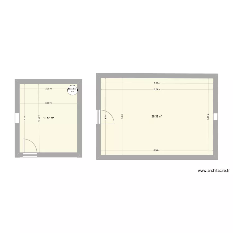 auzat la combelle. Plan de 2  et 43 m²