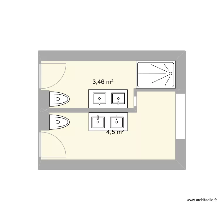 SDB 28 Poincarr&eacute;. Plan de 2  et 8 m²