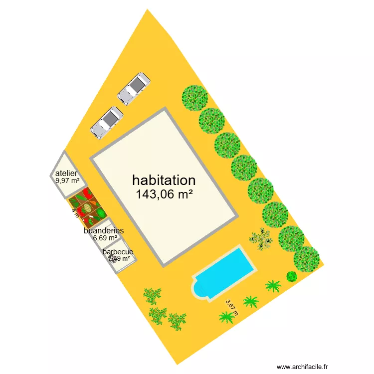 aménagements extérieur 2. Plan de 4 et 167 m² aménagements extérieur 2. Plan de 4 et 167 m²