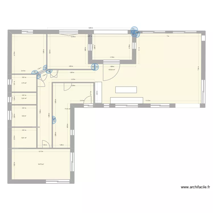 BELLA JOCS. Plan de 7  et 183 m²