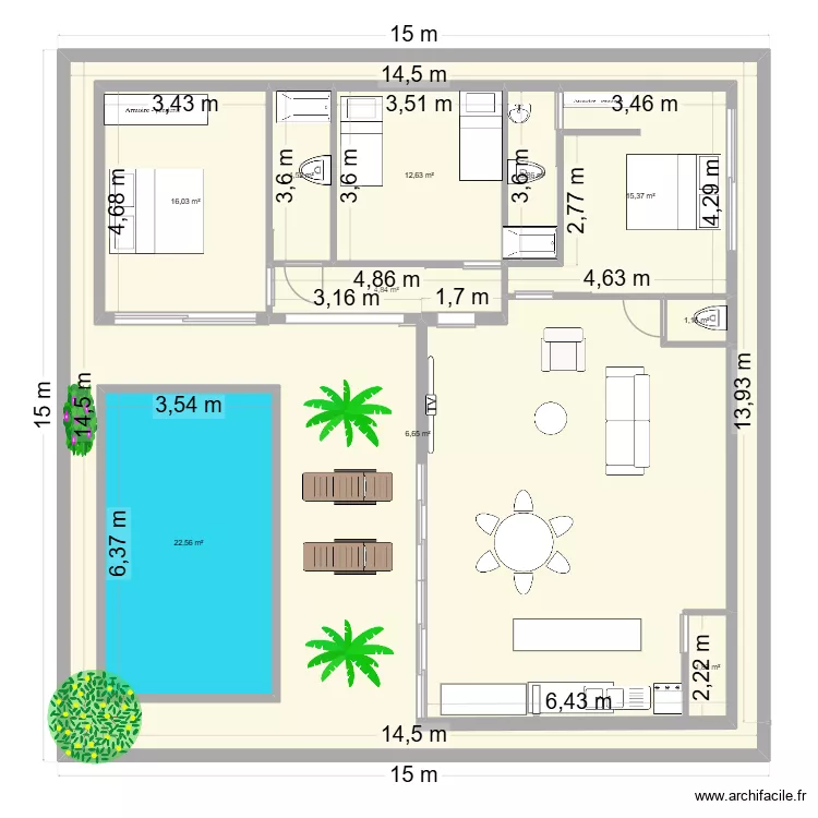 ngue. Plan de 10 pièces et 293 m²