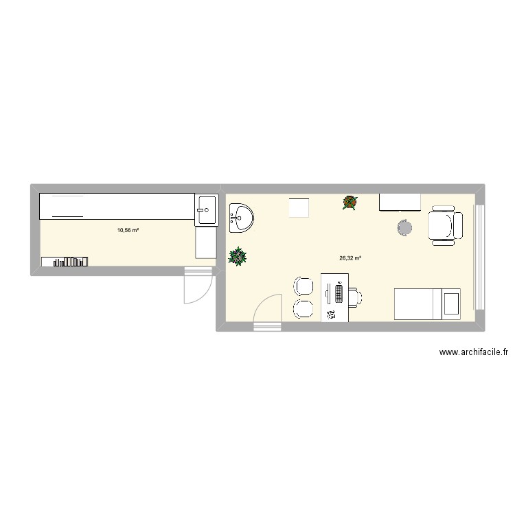 business plan. Plan de 2 pièces et 37 m2