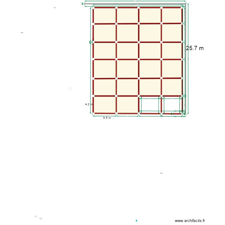 hangar ouest fondations. Plan de 21 pièces et 541 m2